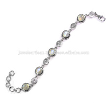 Beautiful Rainbow Moonstone Gemstone 925 Sterling Silver Bracelet Jewelry